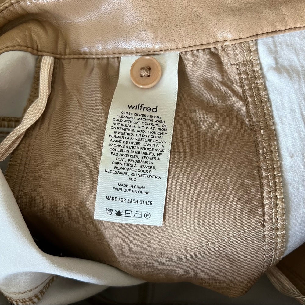 Aritzia Wilfred Rebel High Waisted Vegan Leather Pants Camel - Picture 6 of 6